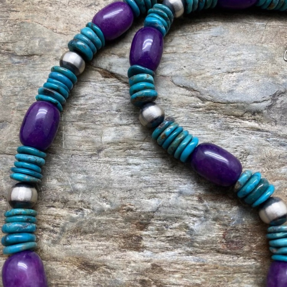 Sterlingsilver Dyed Sugilitewturquoisebeadnecklace - image 7